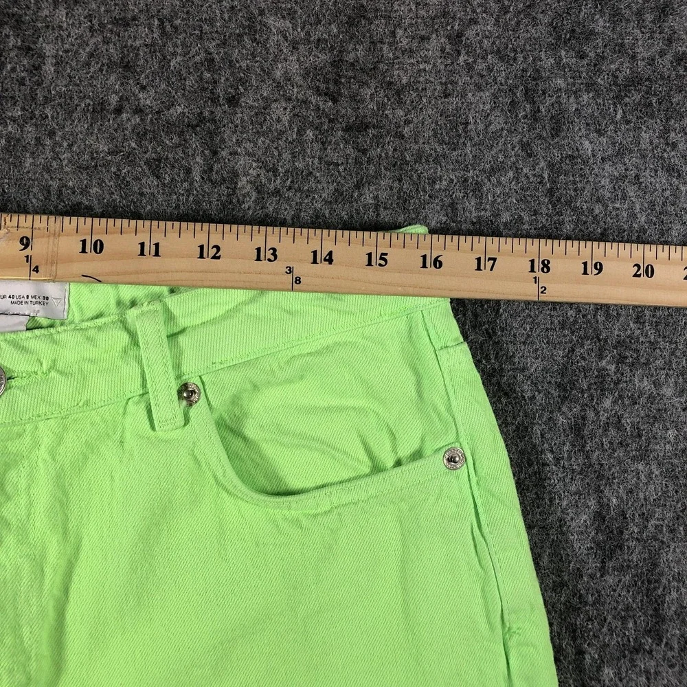 Zara Women's 8 Neon Green The Boogie Pant High Rise Wide Leg Jeans - Picture 3 of 10